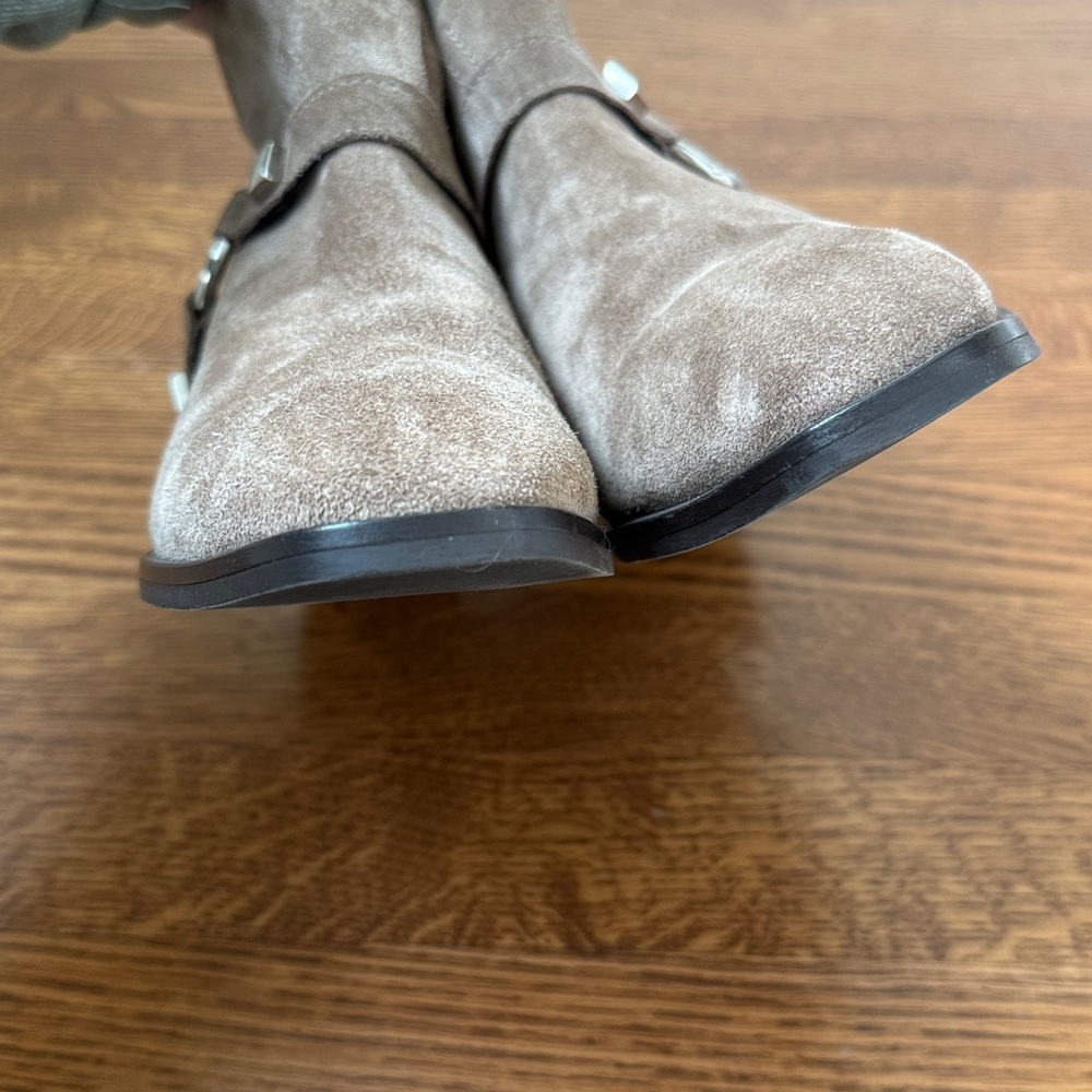 AQUATALIA Rosario Weatherproof Suede Boots Western Harness Strap Brown 6.5 - Picture 3 of 10